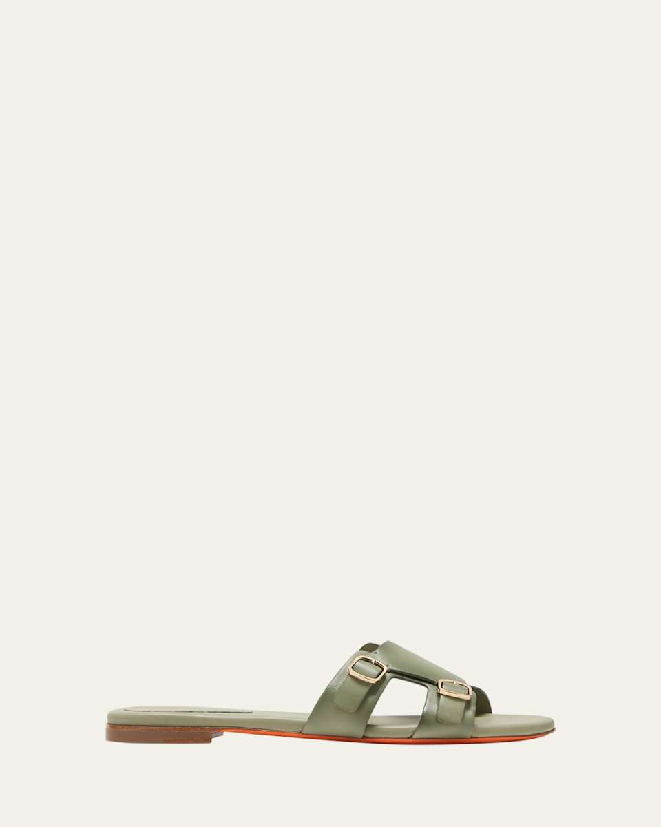 Foresaw Leather Double Monk Slide Sandals